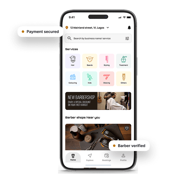 BarberSpot Mobile App on Smartphone